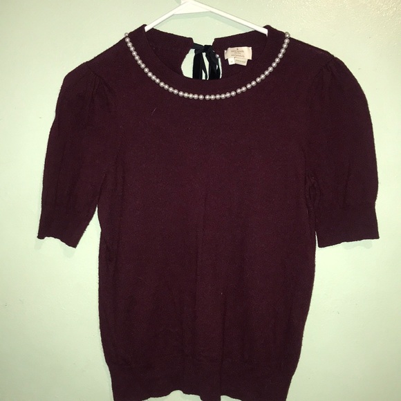 kate spade Tops - COPY - Kate spade pearl sweater (burgundy)